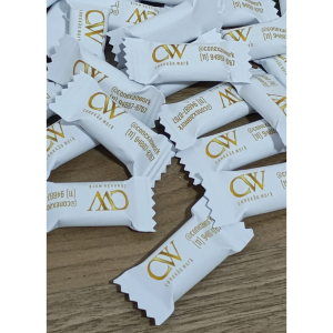 Bala personalizada Embalagem fosca 65x65mm    Bala de Frutas Sortidas
